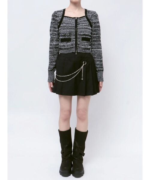 EMODA（エモダ）の「ツイードクロップジップニット（ニット/セーター・レディース・レッド/ネイビー/ブラック・FREE）」の9枚目の写真