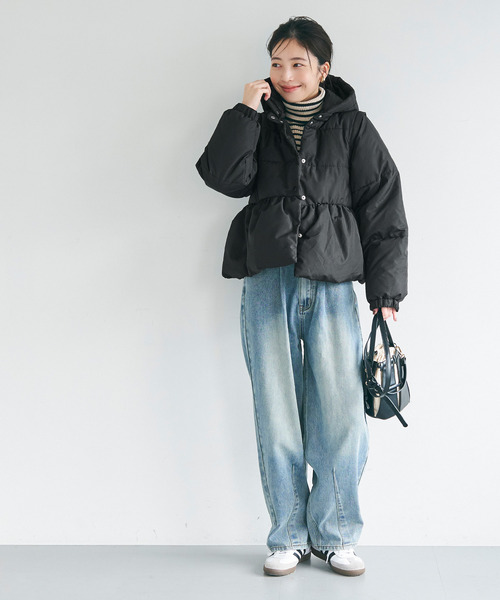 coca(coca)(コカ)の「ギャザー中綿アウター(ブルゾン・レディース・ライトベージュ/アイボリー/ブラック・M/L)」の15枚目の写真