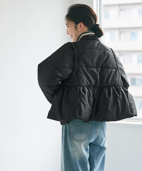 coca(coca)(コカ)の「ギャザー中綿アウター(ブルゾン・レディース・ライトベージュ/アイボリー/ブラック・M/L)」の12枚目の写真