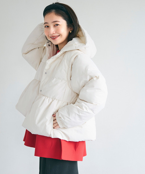 coca(coca)(コカ)の「ギャザー中綿アウター(ブルゾン・レディース・ライトベージュ/アイボリー/ブラック・M/L)」の21枚目の写真