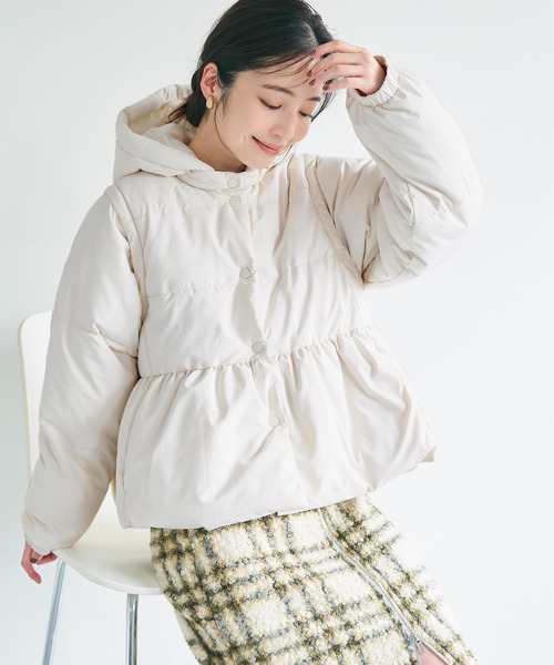 coca(coca)(コカ)の「ギャザー中綿アウター(ブルゾン・レディース・ライトベージュ/アイボリー/ブラック・M/L)」の19枚目の写真