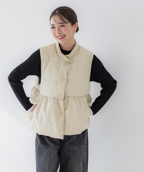 coca(coca)(コカ)の「ギャザー中綿アウター(ブルゾン・レディース・ライトベージュ/アイボリー/ブラック・M/L)」の8枚目の写真