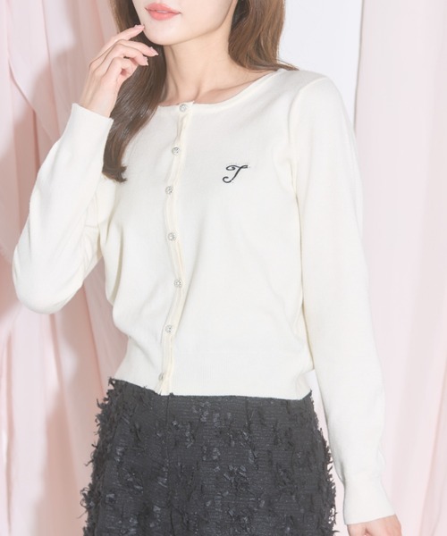 tocco closet（トッコ　クローゼット）の「【ZOZO限定】tocco closetロゴエンブロイダリー×ビジューパールカーディガン（カーディガン/ボレロ・レディース・オフホワイト/ボルドー/ブラック・M）」の9枚目の写真