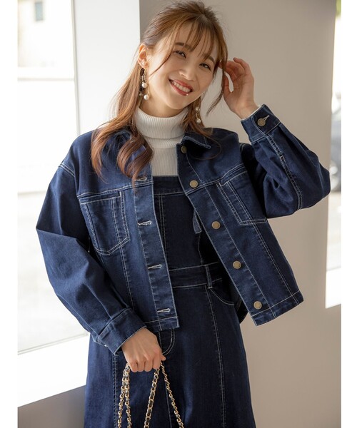 ANY SIS(エニィスィス)の「【洗える】ストレッチライトデニム ジャケット(デニムジャケット・レディース・グレー系/ダルブルー系・0)」の3枚目の写真
