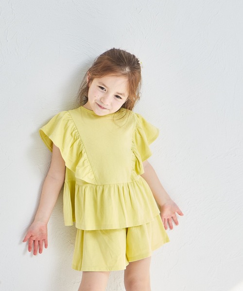 pairmanon（ペアマノン）の「【綿100%】ティアード見え フリルセットアップ（セットアップ・キッズ・ピンク系その他/ライトブルー/グリーン系その他/パープル/ブラック/ブラウン・130/90/100/110/140/120/150）」の4枚目の写真