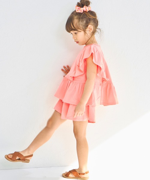 pairmanon（ペアマノン）の「【綿100%】ティアード見え フリルセットアップ（セットアップ・キッズ・ピンク系その他/ライトブルー/グリーン系その他/パープル/ブラック/ブラウン・130/90/100/110/140/120/150）」の6枚目の写真