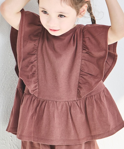 pairmanon（ペアマノン）の「【綿100%】ティアード見え フリルセットアップ（セットアップ・キッズ・ピンク系その他/ライトブルー/グリーン系その他/パープル/ブラック/ブラウン・130/90/100/110/140/120/150）」の22枚目の写真