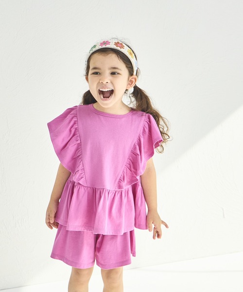 pairmanon（ペアマノン）の「【綿100%】ティアード見え フリルセットアップ（セットアップ・キッズ・ピンク系その他/ライトブルー/グリーン系その他/パープル/ブラック/ブラウン・130/90/100/110/140/120/150）」の11枚目の写真