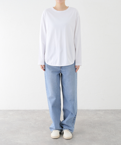 FRAMeWORK（フレームワーク）の「≪追加≫コットン天竺ラウンドヘム3（Tシャツ/カットソー・レディース・スミクロ/ホワイト/チャコールグレー・FREE）」の19枚目の写真