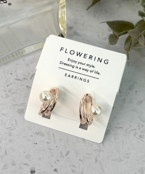 Flowering(フラワーリング)の「ニュアンスライン×パール/イヤリング(イヤリング・レディース・ピンクゴールド/シャンパン・FREE)」の8枚目の写真