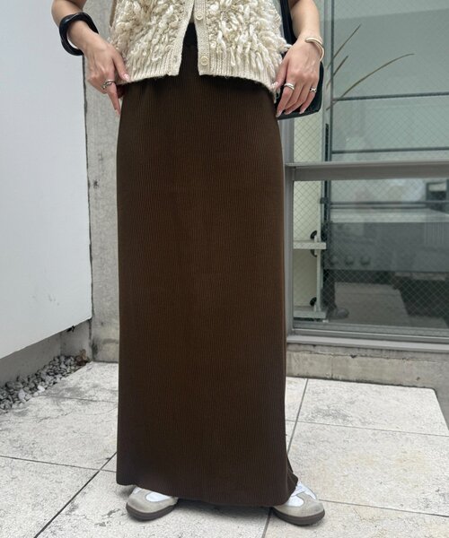 DISCOAT（ディスコート）の「リブナロースカート（スカート・レディース・アイボリー/ブラック/グレー/ブラウン/チャコールグレー・MEDIUM/SMALL/LARGE）」の5枚目の写真