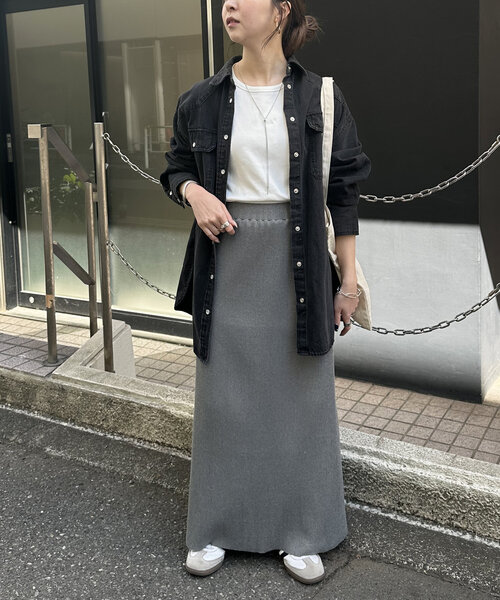 DISCOAT（ディスコート）の「リブナロースカート（スカート・レディース・アイボリー/ブラック/グレー/ブラウン/チャコールグレー・MEDIUM/SMALL/LARGE）」の21枚目の写真