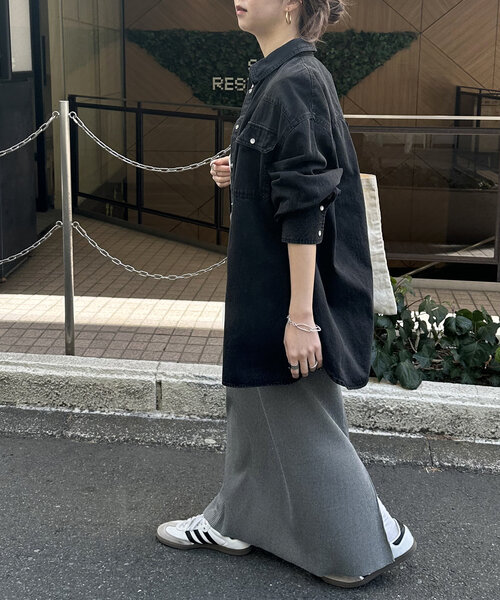 DISCOAT（ディスコート）の「リブナロースカート（スカート・レディース・アイボリー/ブラック/グレー/ブラウン/チャコールグレー・MEDIUM/SMALL/LARGE）」の22枚目の写真