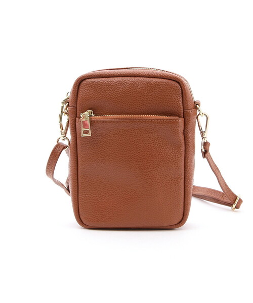 COOCO（クーコ）の「【牛革】シュリンクレザー縦型ミニショルダーバッグ（ショルダーバッグ・レディース・ライトピンク/レッド系/ブラック/シルバー/グレー/ブルー/オフホワイト/パープル/グリーン/ブラウン/レッド/ブラウン系1・FREE）」の4枚目の写真