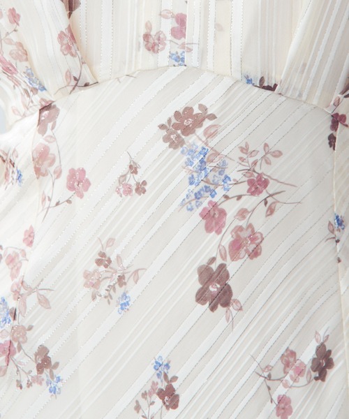 DEICY MECOUTURE ラメストライプブーケワンピース ラメストライプブーケワンピース