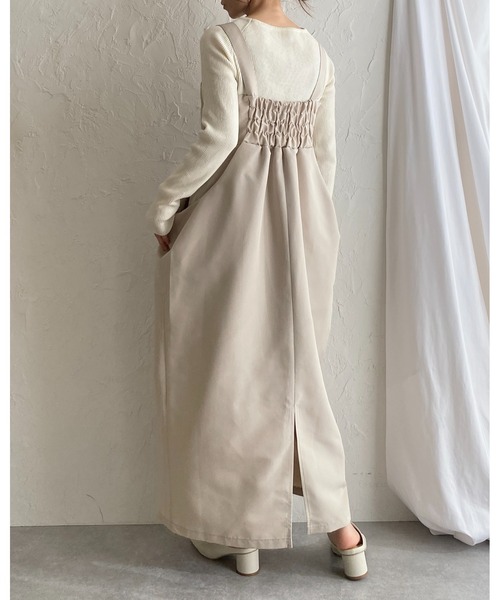 She's Closet（シーズクローゼット）の「ハイウエストタックサイドポケットロングジャンパースカートワンピース（ジャンパースカート・レディース・アイボリー/カーキ/ブラック・FREE）」の15枚目の写真