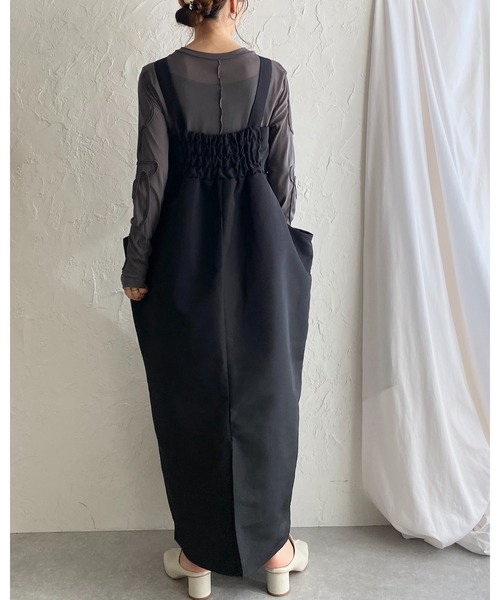 She's Closet（シーズクローゼット）の「ハイウエストタックサイドポケットロングジャンパースカートワンピース（ジャンパースカート・レディース・アイボリー/カーキ/ブラック・FREE）」の19枚目の写真