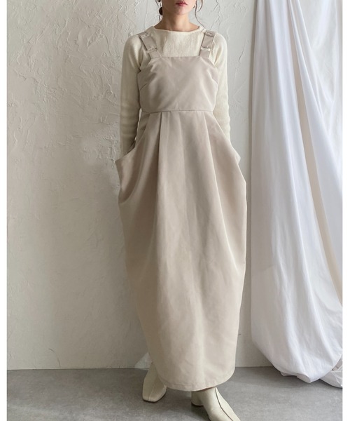 She's Closet（シーズクローゼット）の「ハイウエストタックサイドポケットロングジャンパースカートワンピース（ジャンパースカート・レディース・アイボリー/カーキ/ブラック・FREE）」の21枚目の写真
