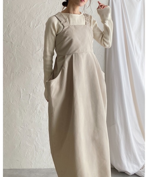 She's Closet（シーズクローゼット）の「ハイウエストタックサイドポケットロングジャンパースカートワンピース（ジャンパースカート・レディース・アイボリー/カーキ/ブラック・FREE）」の22枚目の写真