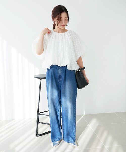 TORRAZZO DONNA ドットバルーンブラウス torrazzo donna（トラッゾドンナ）】ドットオーガンジーバルーン