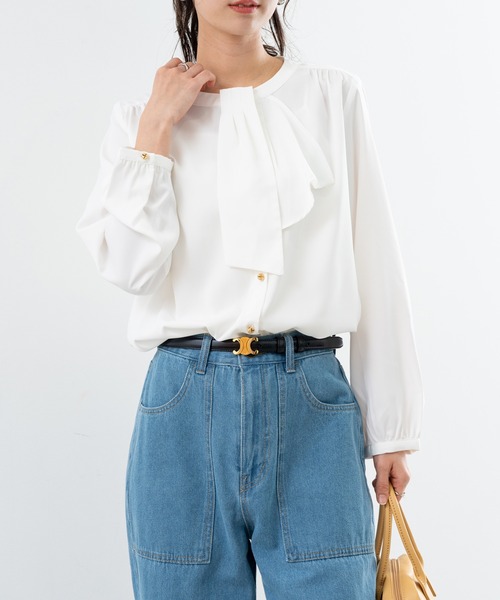 ANNA LUNA(アンナルナ)の「【ANNA LUNA】お仕事着 にも◎ 気分に合わせて印象を変えられる 2WAY ブラウス(シャツ/ブラウス・レディース・ブラック/オフホワイト・MEDIUM)」の11枚目の写真