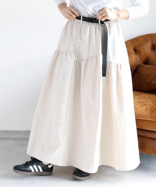 cepo(セポ)の「〈セットアップ可能〉グログランフレアースカート(スカート・レディース・グレー/ブラック/オフホワイト・M)」の5枚目の写真