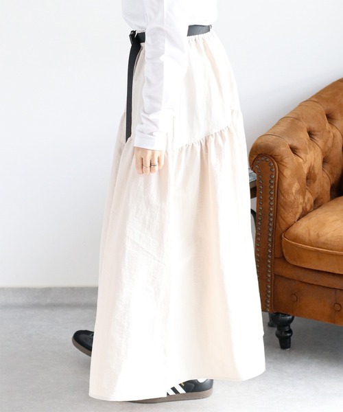 cepo(セポ)の「〈セットアップ可能〉グログランフレアースカート(スカート・レディース・グレー/ブラック/オフホワイト・M)」の6枚目の写真