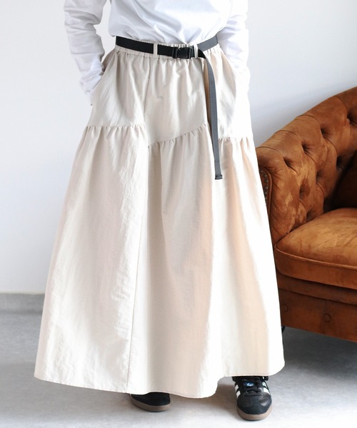 cepo(セポ)の「〈セットアップ可能〉グログランフレアースカート(スカート・レディース・グレー/ブラック/オフホワイト・M)」の4枚目の写真