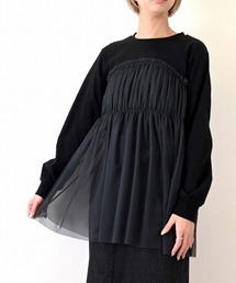 天竺×チュールドッキングロンT