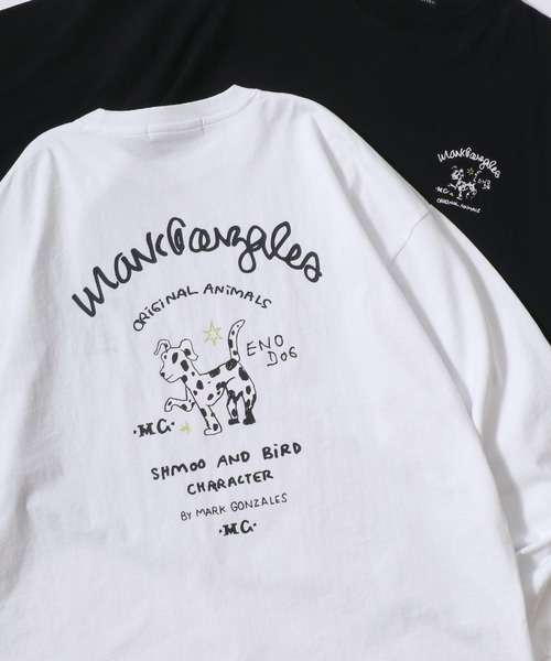 Mark Gonzales(マーク・ゴンザレス)の「2026AW MARK GONZALES/マークゴンザレス オーバーサイズ ワンポイント刺繍 袖プリント バックプリント ロングスリーブTシャツ レディース メンズ(Tシャツ/カットソー・メンズ・ホワイト系その他3/ホワイト系その他/ホワイト/ブラック系その他/ホワイト系その他2/ブラック系その他3/ブラック/ブラック系その他2/ホワイト系その他4/ブラック系その他5/ホワイト系その他5/ブラック系その他4/ブラック系その他6/ホワイト系その他6/ブラウン系その他/ブラック系その他7・M/L/LL)」の2枚目の写真
