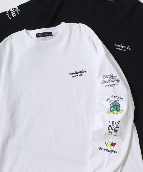 Mark Gonzales(マーク・ゴンザレス)の「2026AW MARK GONZALES/マークゴンザレス オーバーサイズ ワンポイント刺繍 袖プリント バックプリント ロングスリーブTシャツ レディース メンズ(Tシャツ/カットソー・メンズ・ホワイト系その他3/ホワイト系その他/ホワイト/ブラック系その他/ホワイト系その他2/ブラック系その他3/ブラック/ブラック系その他2/ホワイト系その他4/ブラック系その他5/ホワイト系その他5/ブラック系その他4/ブラック系その他6/ホワイト系その他6/ブラウン系その他/ブラック系その他7・M/L/LL)」の4枚目の写真