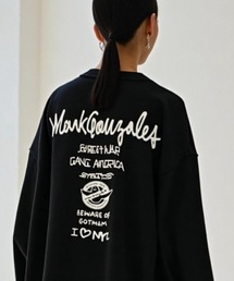 Mark Gonzales（マーク・ゴンザレス）の「2025AW MARK GONZALES/マークゴンザレス オーバーサイズ ワンポイント刺繍 袖プリント バックプリント ロングスリーブTシャツ レディース メンズ 長袖（Tシャツ/カットソー・メンズ）」