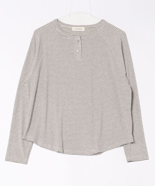 aimoha(アイモハ)の「ボーダーヘンリーネック長袖Tシャツ(Tシャツ/カットソー・レディース・ブラック/ホワイト/チョコ・FREE)」の17枚目の写真