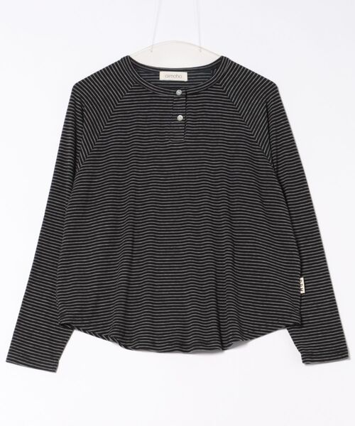aimoha(アイモハ)の「ボーダーヘンリーネック長袖Tシャツ(Tシャツ/カットソー・レディース・ブラック/ホワイト/チョコ・FREE)」の18枚目の写真