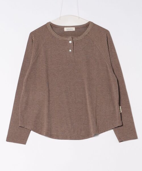 aimoha(アイモハ)の「ボーダーヘンリーネック長袖Tシャツ(Tシャツ/カットソー・レディース・ブラック/ホワイト/チョコ・FREE)」の19枚目の写真