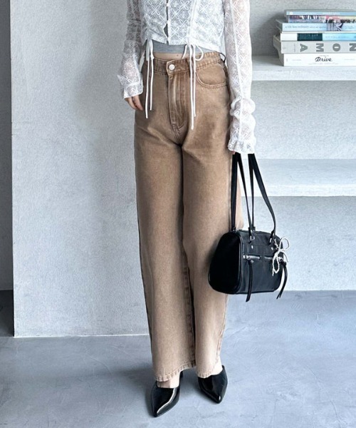 archives（アルシーヴ）の「カラーストレートデニム（デニムパンツ・レディース・ベージュ・SMALL/MEDIUM）」の3枚目の写真