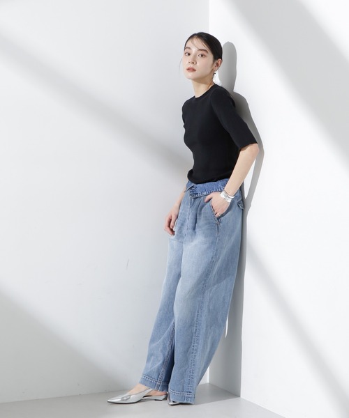 NANO universe（ナノユニバース）の「コルセットバギーデニム（デニムパンツ・レディース・ライトブルー・S/M）」の5枚目の写真