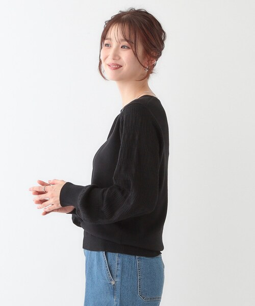DRESKIP（ドレスキップ）の「【S-LL】大人の上品コーデに お袖編み地切替 デザインニット（ニット/セーター・レディース・オフホワイト/ブラック/ライトベージュ/ブルー・01/02/03/04）」の10枚目の写真