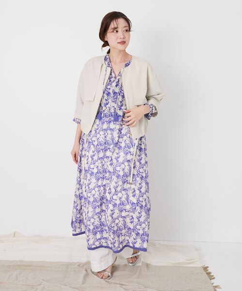 le.coeur blanc（ルクールブラン）の「Fanaka別注バイカラーフラワーワンピース（ワンピース・レディース・ブルー/ブラック・38）」の9枚目の写真