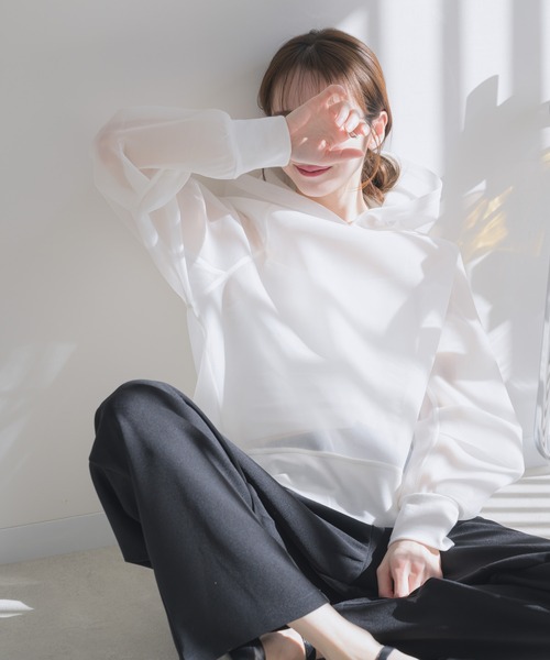 RU.TI.LE（ルチル）の「【RU.TI.LE】ダンボールシアーパーカー（パーカー・レディース・ブラック/ホワイト・MEDIUM）」の5枚目の写真