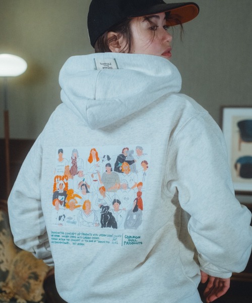 common gull products.（コモンガルプロダクツ）の「CONVENIENCEYOUNG×common gull products. people and animals hoodie（パーカー・レディース・オートミール/スミクロ/ピンク系・SMALL/MEDIUM/LARGE）」の12枚目の写真