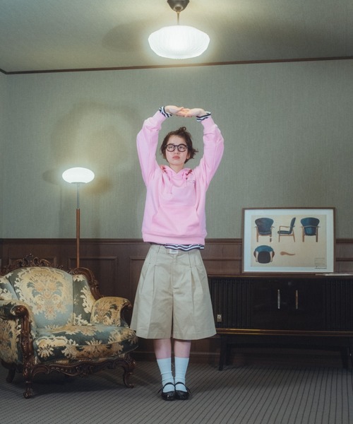 common gull products.（コモンガルプロダクツ）の「CONVENIENCEYOUNG×common gull products. people and animals hoodie（パーカー・レディース・オートミール/スミクロ/ピンク系・SMALL/MEDIUM/LARGE）」の9枚目の写真