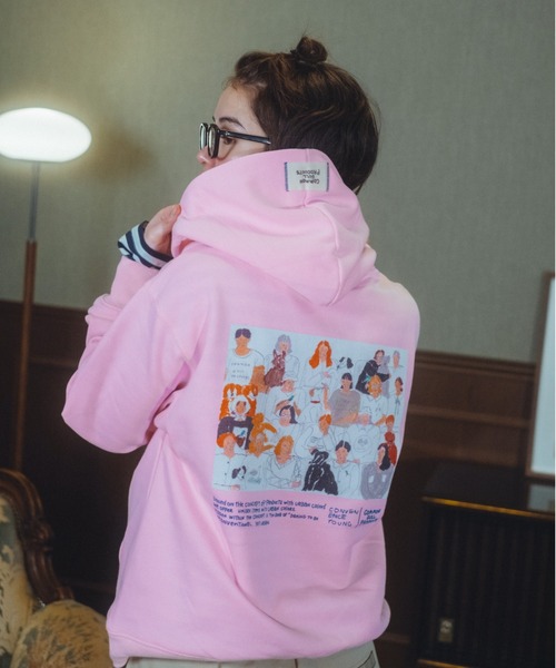 common gull products.（コモンガルプロダクツ）の「CONVENIENCEYOUNG×common gull products. people and animals hoodie（パーカー・レディース・オートミール/スミクロ/ピンク系・SMALL/MEDIUM/LARGE）」の10枚目の写真