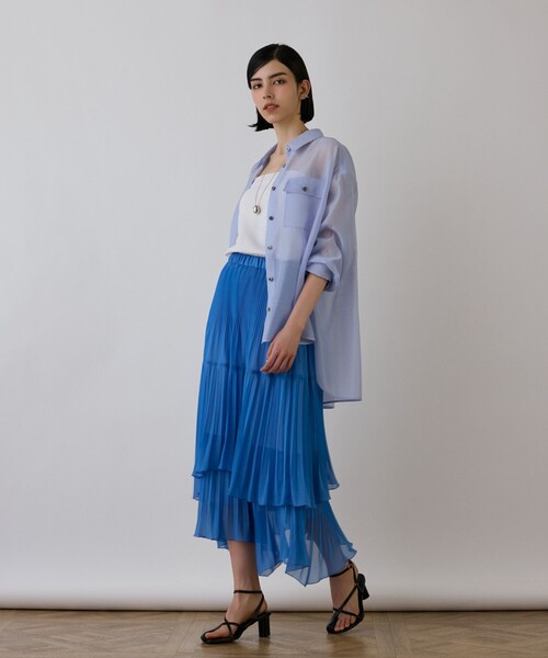 Diagram(ダイアグラム)の「イレギュラープリーツスカート(スカート・レディース・グレー/ピンク/ブルー・36)」の4枚目の写真