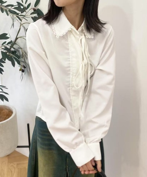 mebole（メボレ）の「レースアップリボンシャツ（シャツ/ブラウス・レディース・ホワイト・FREE）」の6枚目の写真