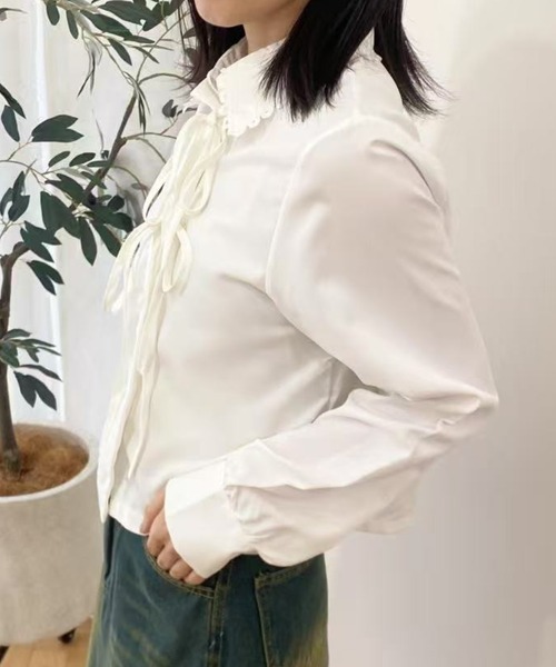 mebole（メボレ）の「レースアップリボンシャツ（シャツ/ブラウス・レディース・ホワイト・FREE）」の7枚目の写真