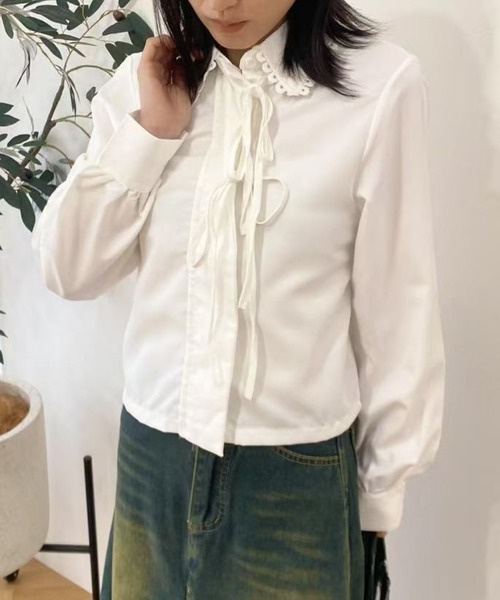 mebole（メボレ）の「レースアップリボンシャツ（シャツ/ブラウス・レディース・ホワイト・FREE）」の9枚目の写真