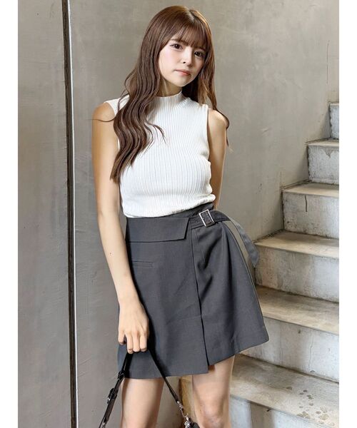 MURUA（ムルーア）の「【セットアップ対応】サイドベルトラップライクミニスカート（スカート・レディース・ブルー/ブラック/ダークグレー/ベージュ・1/2）」の14枚目の写真