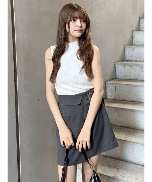 MURUA（ムルーア）の「【セットアップ対応】サイドベルトラップライクミニスカート（スカート・レディース・ブルー/ブラック/ダークグレー/ベージュ・1/2）」の15枚目の写真