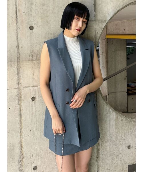 MURUA（ムルーア）の「【セットアップ対応】サイドベルトラップライクミニスカート（スカート・レディース・ブルー/ブラック/ダークグレー/ベージュ・1/2）」の8枚目の写真